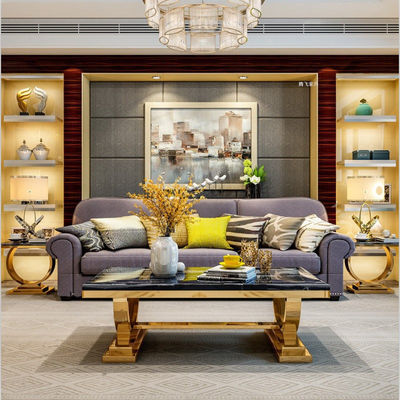 購入 高さ0.45M ステンレス鋼の脚を持つ四角形の大理石コーヒーテーブル online manufacture