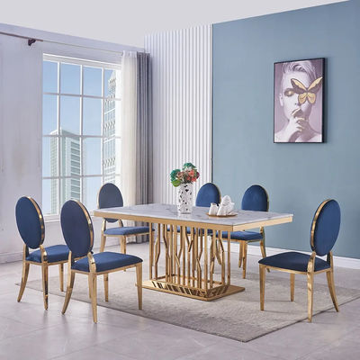 購入 モダンな高級ステンレス・ステール・マーブル・アパートメント 広場式食卓 online manufacture