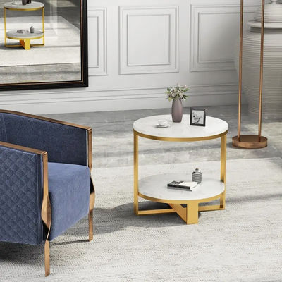 購入 イタリア ミニマリスト ステンレス スチール マルブル 円形 ソファ エッジ テーブル online manufacture